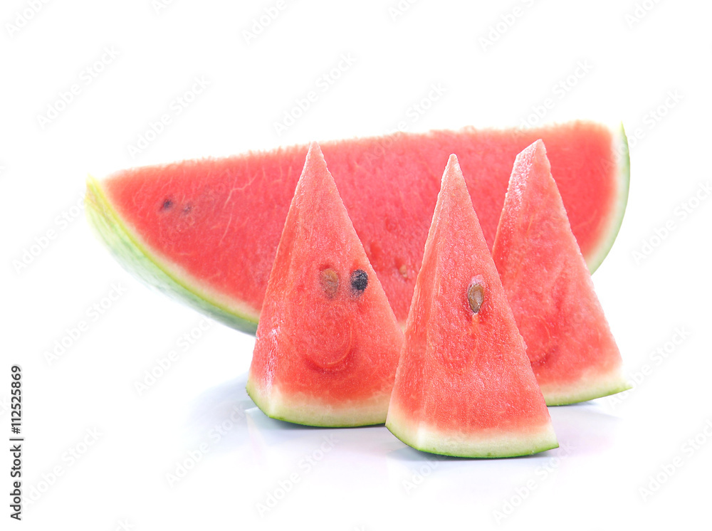 Watermelon cut pieces on white background. Watermelon cut pieces on white background.