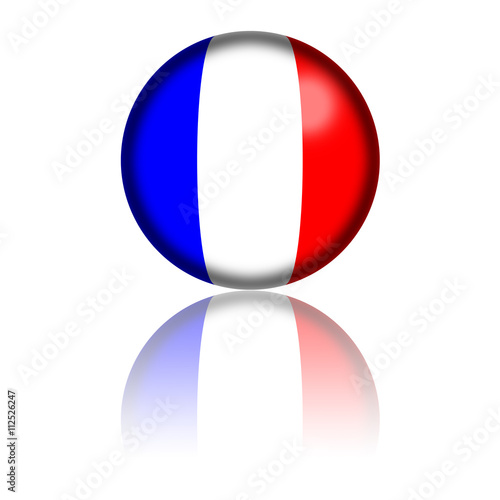 France Flag Sphere 3D Rendering