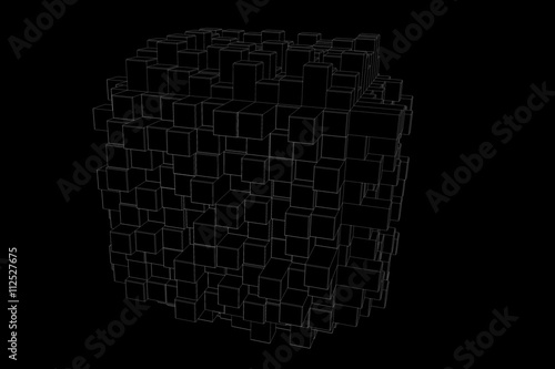 Abstract futuristic stylish 3D Cube in Motion. nice Wireframe Hologram     