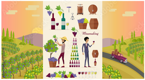Winemaking Design Concept and Icon Set photo