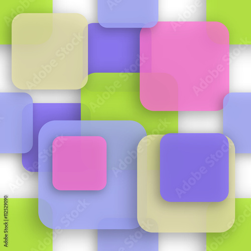 Seamless Geometric Pattern with transparent colored squares
