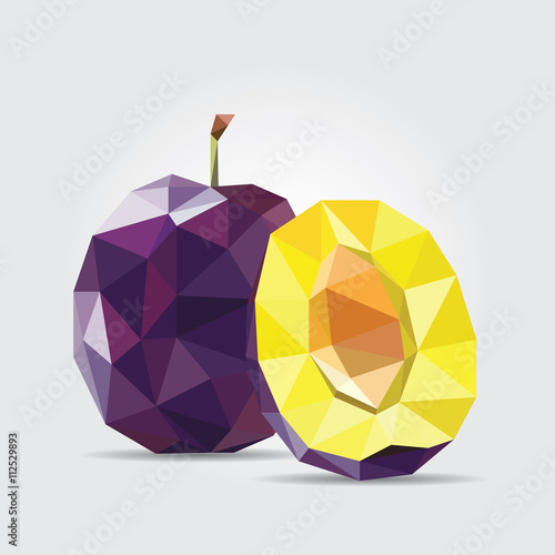 Plum. Polygonal Plum in Vector