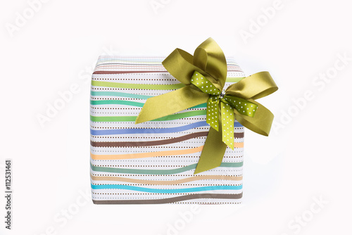 Wallpaper Mural Gift many color box in golden satin ribbon and bow Torontodigital.ca