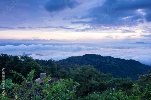  Amazing Sunrise above cloud in Penang Hill view of George Town City , Penang Malaysia