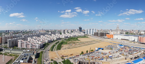 Панорамный вид с высоты на район Ходынское поле в Москве