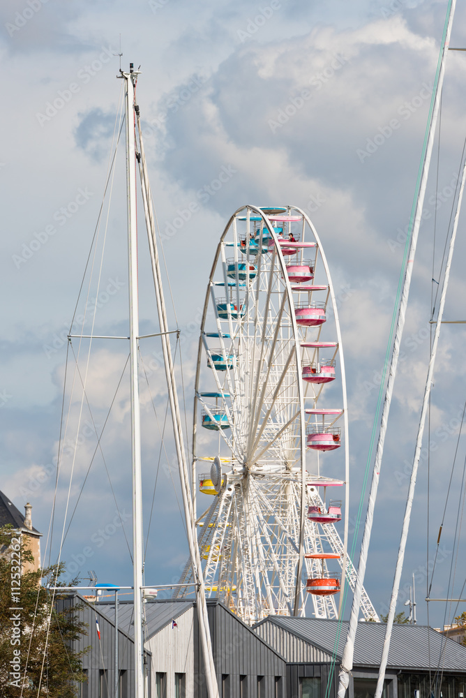 Big ferris wheel in La Rochelle port, France