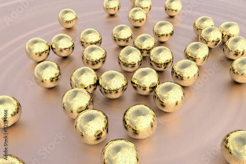 Gold nanoparticles. 3D illustration photo