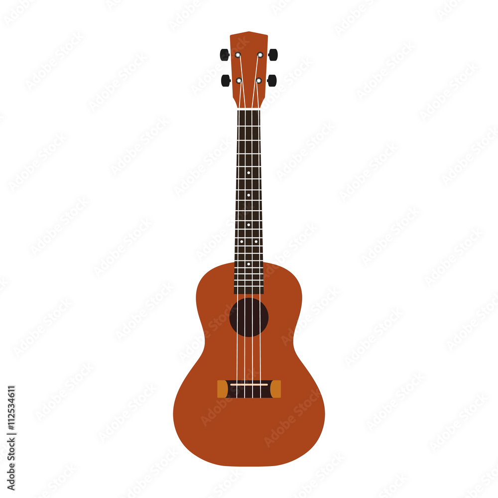 Ukulele flat design vector illustration on white background