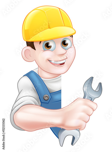 Plumber in Hardhat Holding Spanner