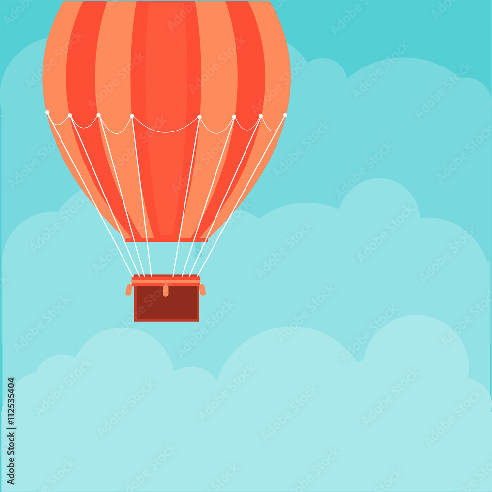 Fototapeta premium Background with hot air balloon. Vector illustration.
