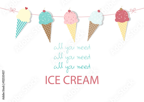 Set of ice cream,Design,card,Vector illustrations