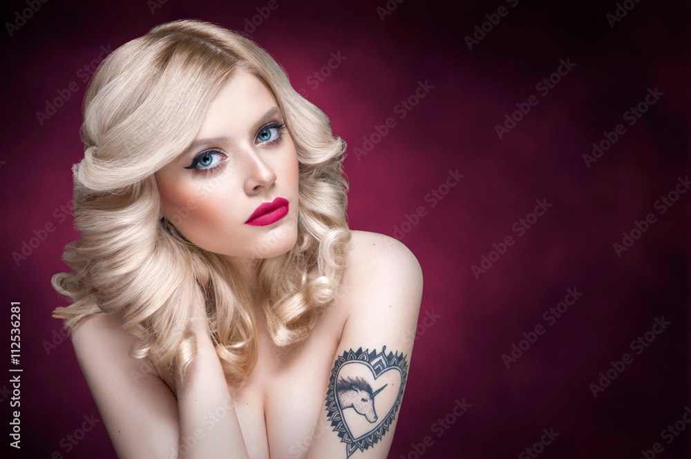 Studio beauty portrait of a blonde girl Studio beauty portrait of a blonde girl