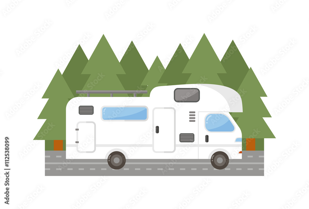 Travel trailer truck car vector illustration. Travel trailer truck car vector illustration.