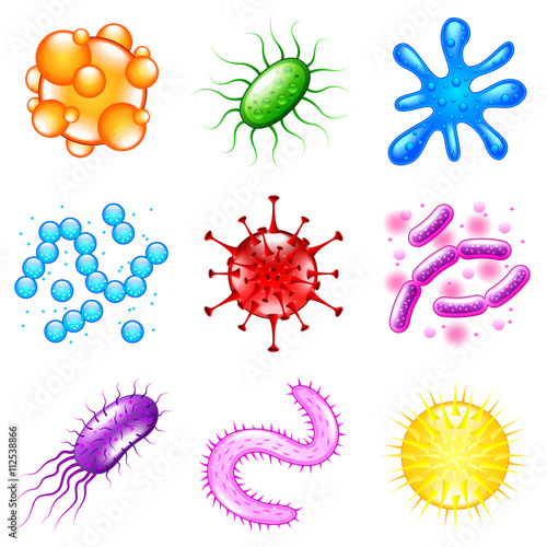 Bacteria icons vector set