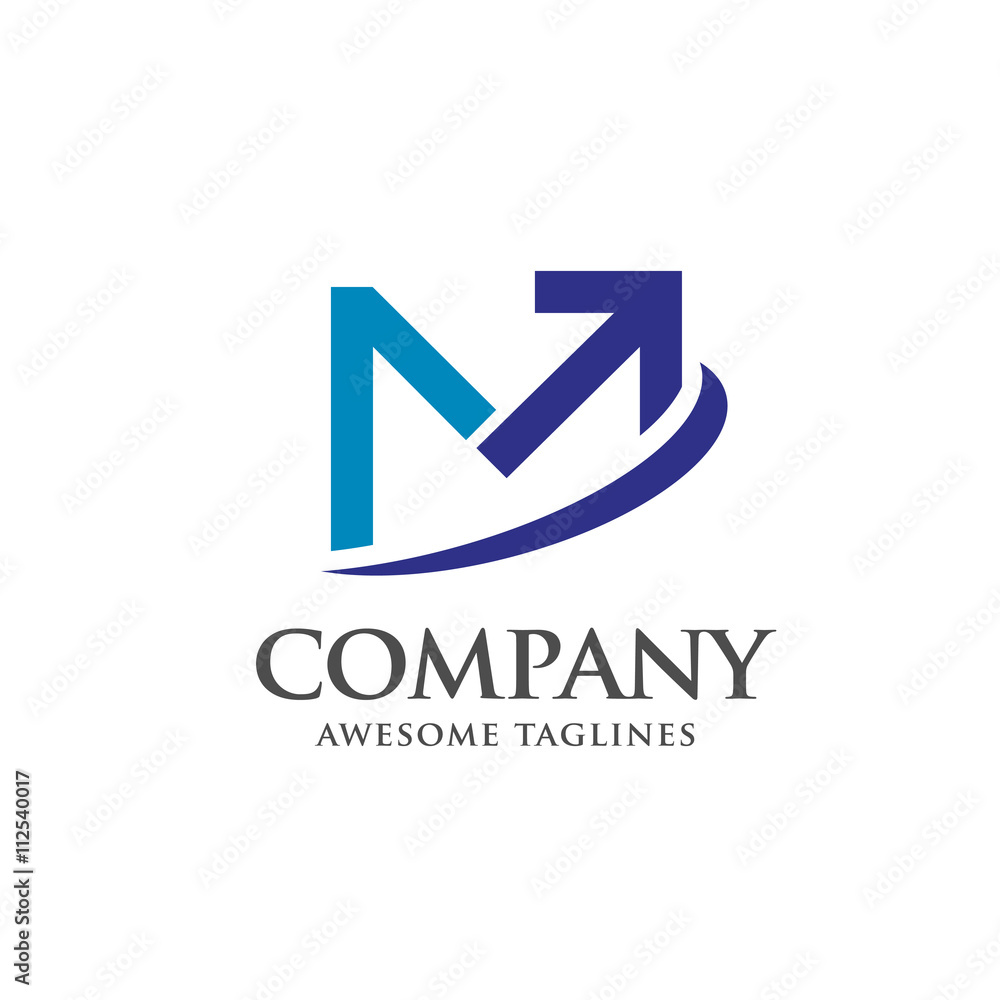 letter M startup with arrow symbol vector letter M startup with arrow symbol vector