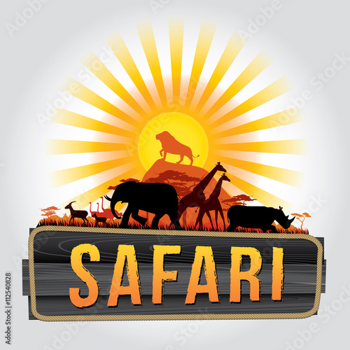 Canvas Print Vector illustration of wildlife. Safari theme