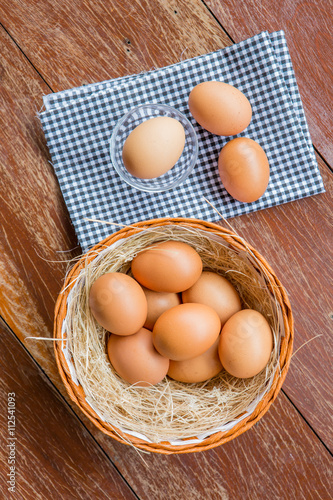 chicken eggs in the basket