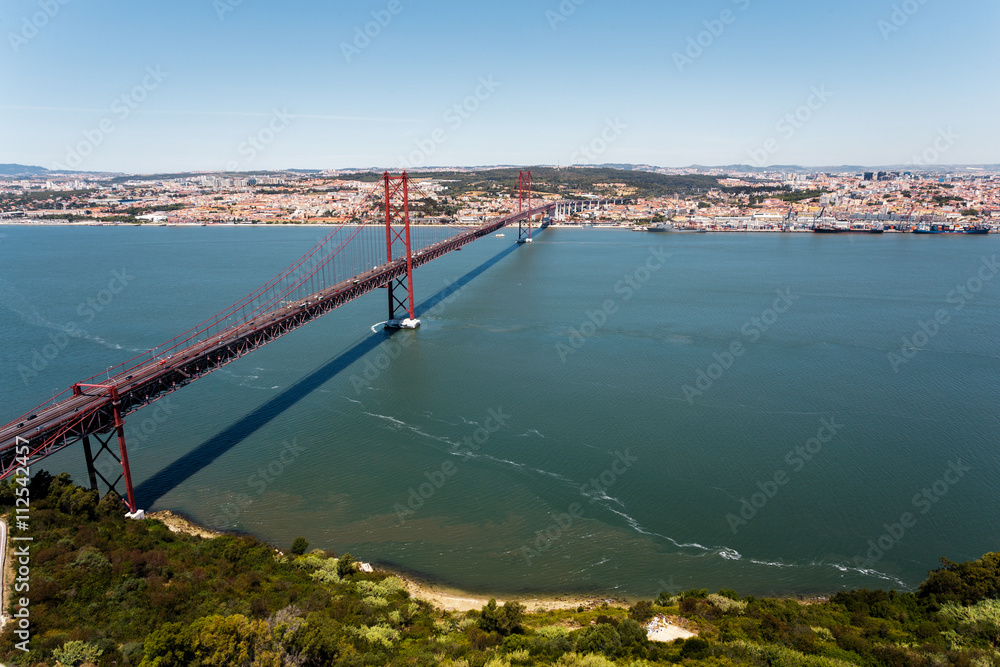 Panorama 25th of April Bridge in lisbon, Portugal. Panorama 25th of April Bridge in lisbon, Portugal.