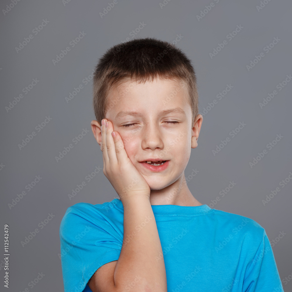 Little boy with painful toothache portrait Little boy with painful toothache portrait