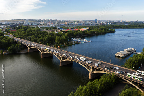 Bridge across the Yenisei in Krasnoyarsk, Russia. photo