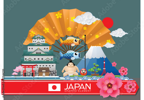 japan infographic travel place and landmark Vector Illustration