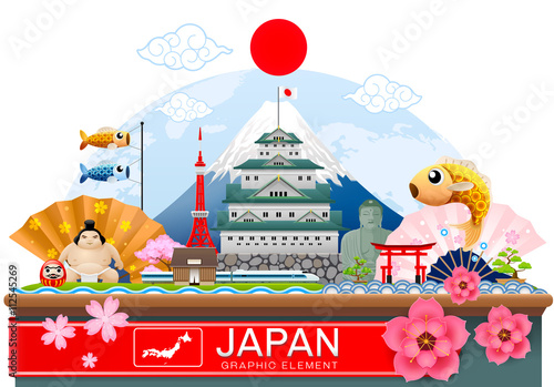 japan infographic travel place and landmark Vector Illustration