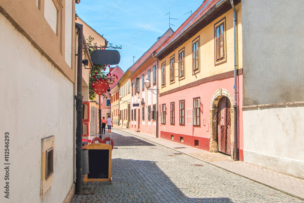 Street in the old baroque town of Varazdin, northern Croatia