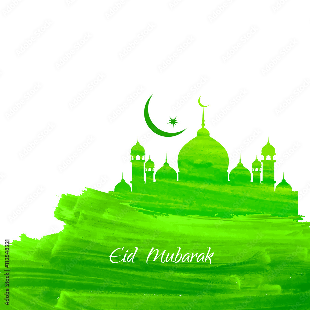 Eid mubarak background with mosque design Vector Image