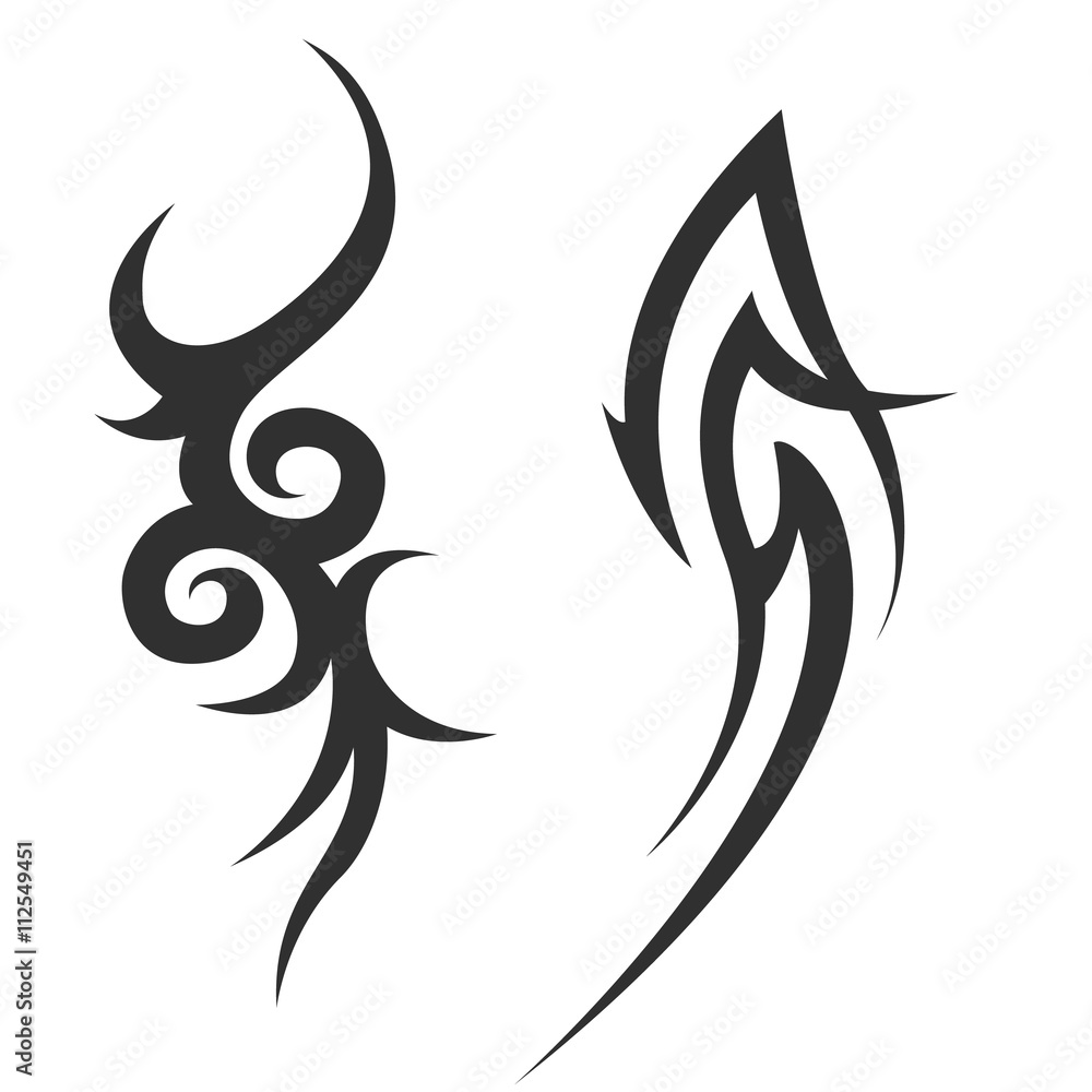 Fototapeta premium tribal tattoo. vector illustration without transparency. Black tattoo. Set of tribal tattoo. Line tribal tattoo. Men's tattoo. Women's tattoo.