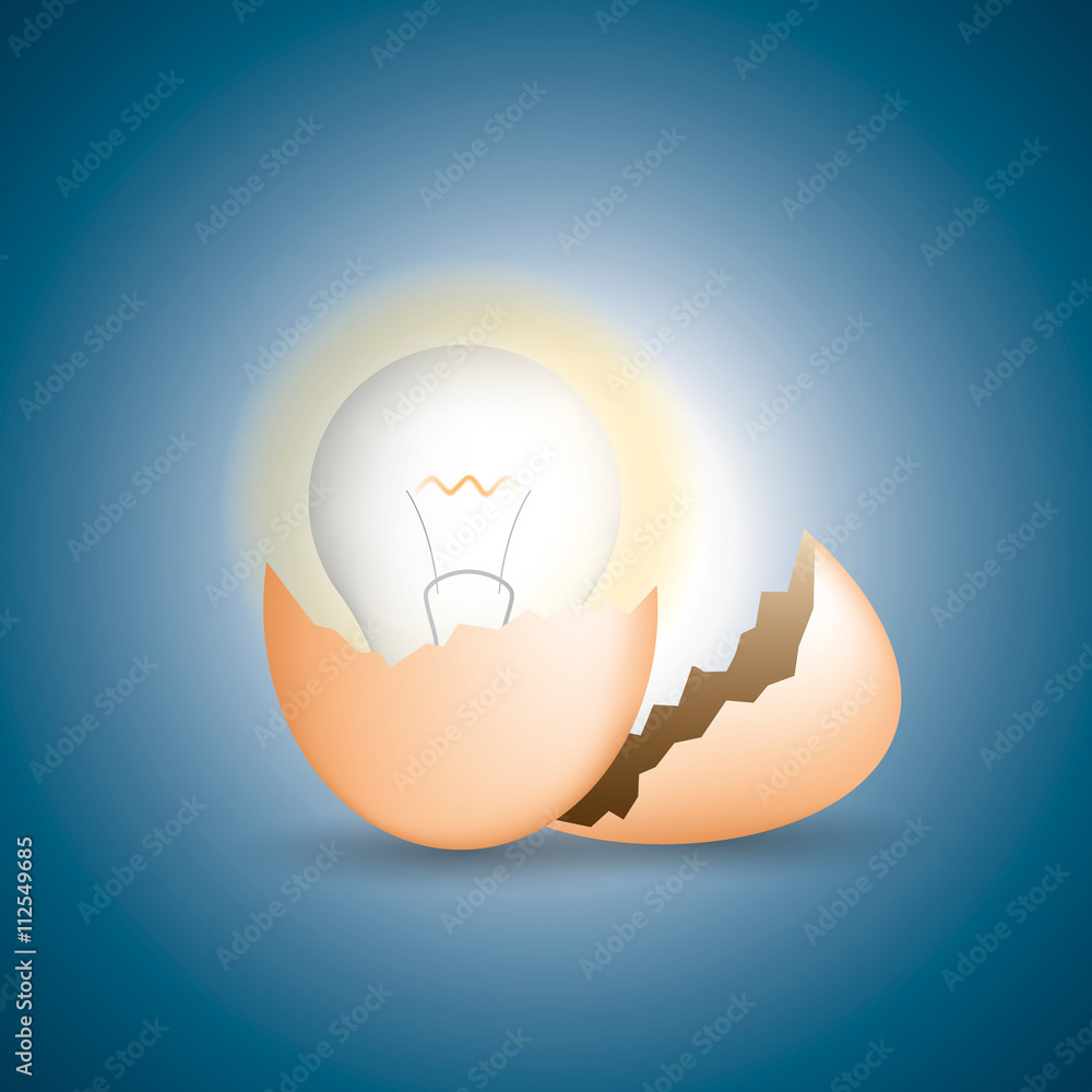 cracked egg and get light bulb, idea and business concept