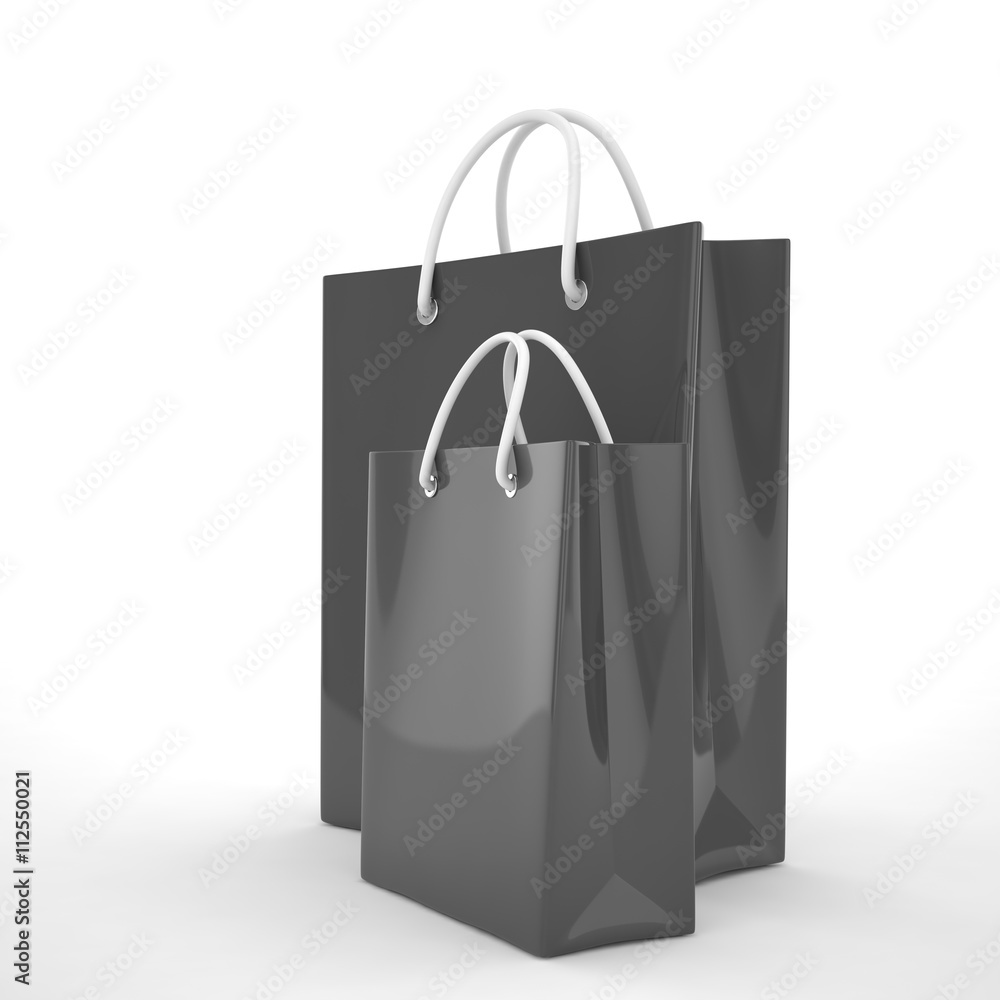 Paper Shopping Bags isolated on white background. 3d rendering. Paper Shopping Bags isolated on white background. 3d rendering.