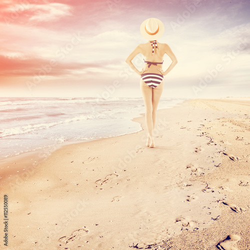 woman and beach and bikini 