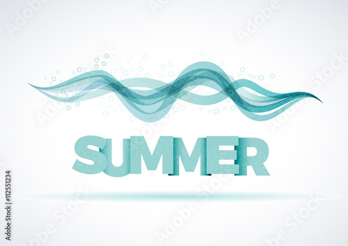 Vector icon waves with text, summer concept