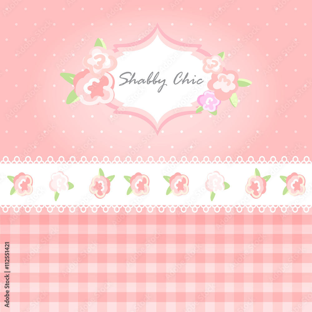 vector shabby chic illustration. provence style. pink background.  congratulations or invitation card. template. album cover.floral frame  Stock Vector | Adobe Stock