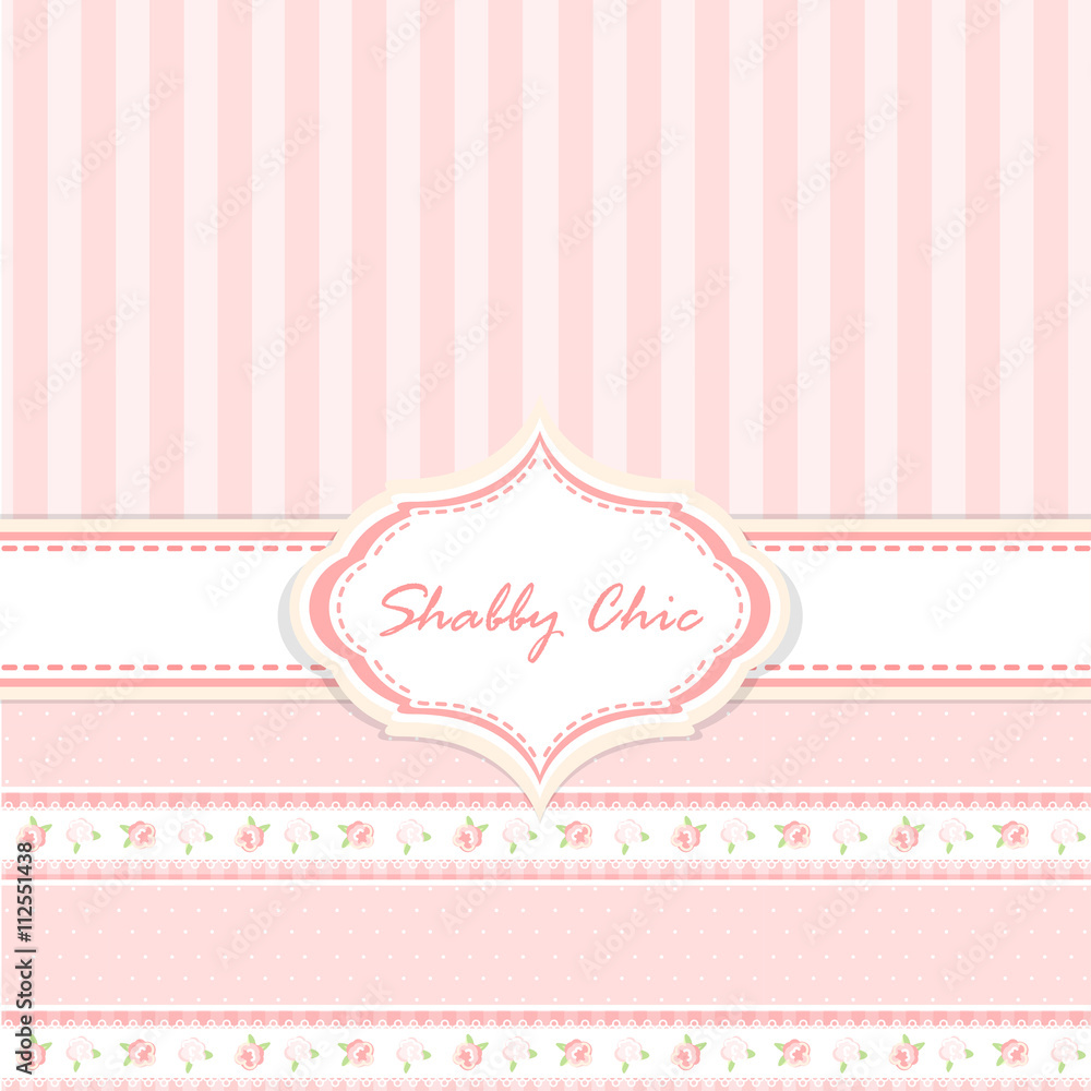 shabby chic vector illustration. provence style. pink background.  congratulations or invitation card. template. album cover. frame Stock  Vector | Adobe Stock