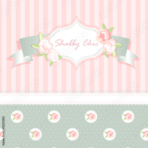 vector shabby chic illustration. provence style. pink background. congratulations or invitation card. template. album cover.floral frame 