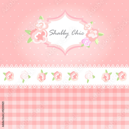 vector shabby chic illustration. provence style. pink background. congratulations or invitation card. template. album cover.floral frame 