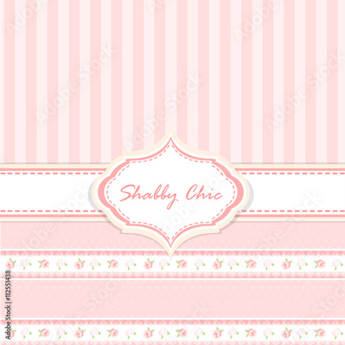 shabby chic vector illustration. provence style. pink background. congratulations or invitation card. template. album cover. frame