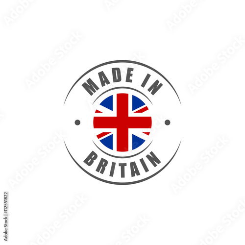 Round "Made in Britain" label with UK flag