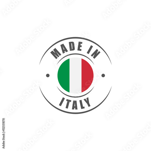 Round "Made in Italy" label with Italian flag
