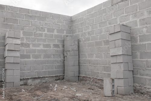 Bild auf Leinwand Stack of cement blocks at the construction site