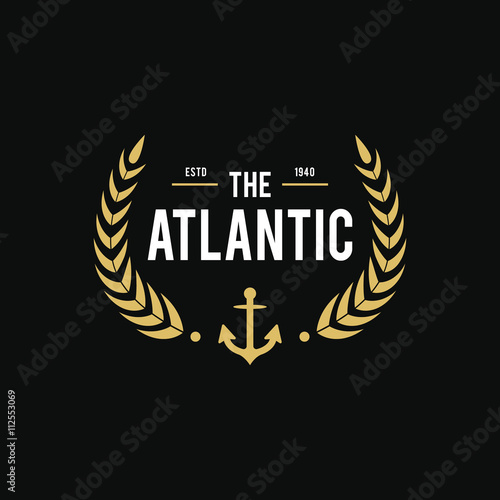 Vintage nautical logo, Retro design element