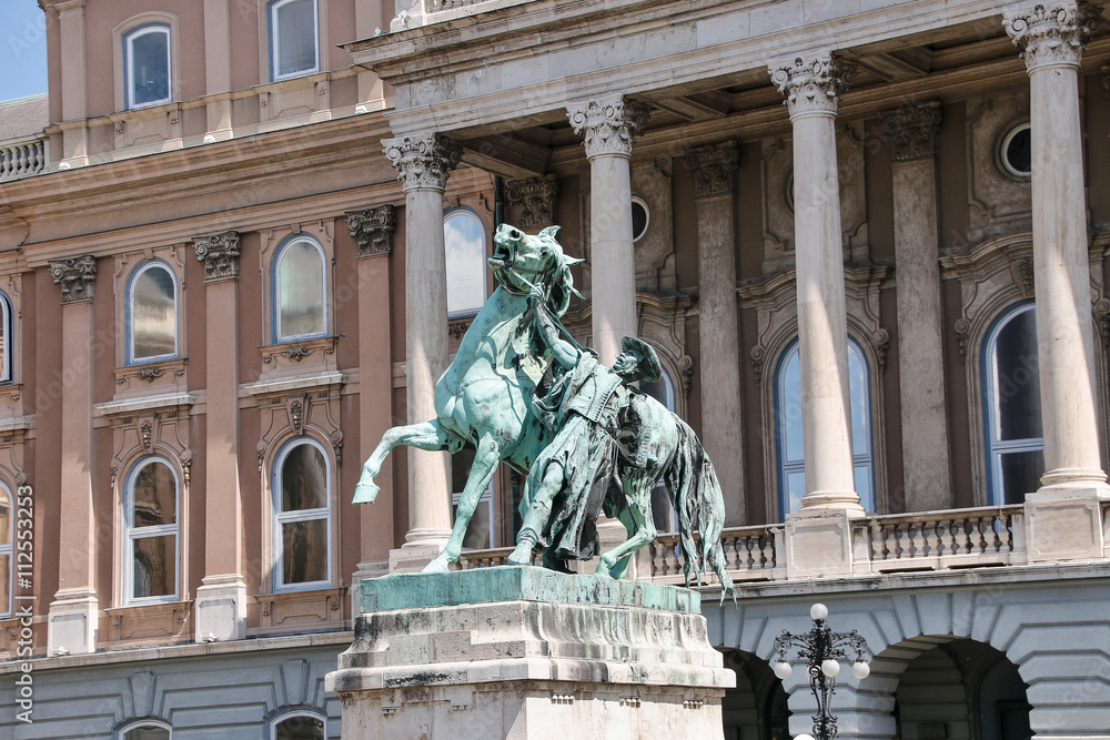 Statue of the Csikos in the court of Buda castle in Budapest Hungary