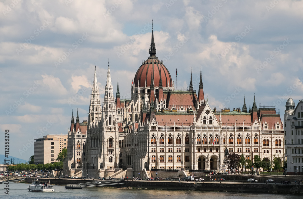 Panorama of Budapest with the Danube and the Parliament, Hungary.