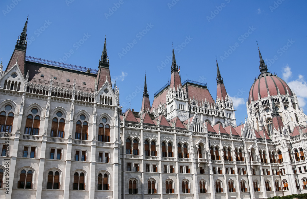 The Parliament building in Budapest, Hungary. Architectural details. The Parliament building in Budapest, Hungary. Architectural details.
