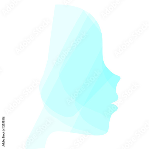 Elegant silhouette greeting card design with illustration of young girl. Fashion profile beauty salon. abstract girl hair. Marine design concept for beauty salon, spa, massage, cosmetic shop.
