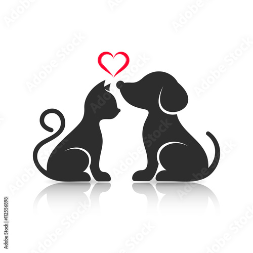 Cute cat and dog silhouettes