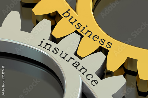 Canvas Print Business Insurance, concept on the gearwheels, 3D rendering