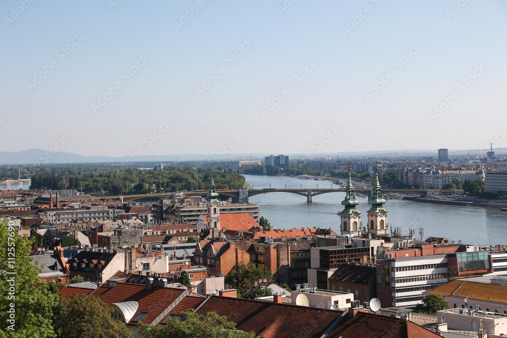 Panorama of Budapest with the Danube, Budapest, Hungary.