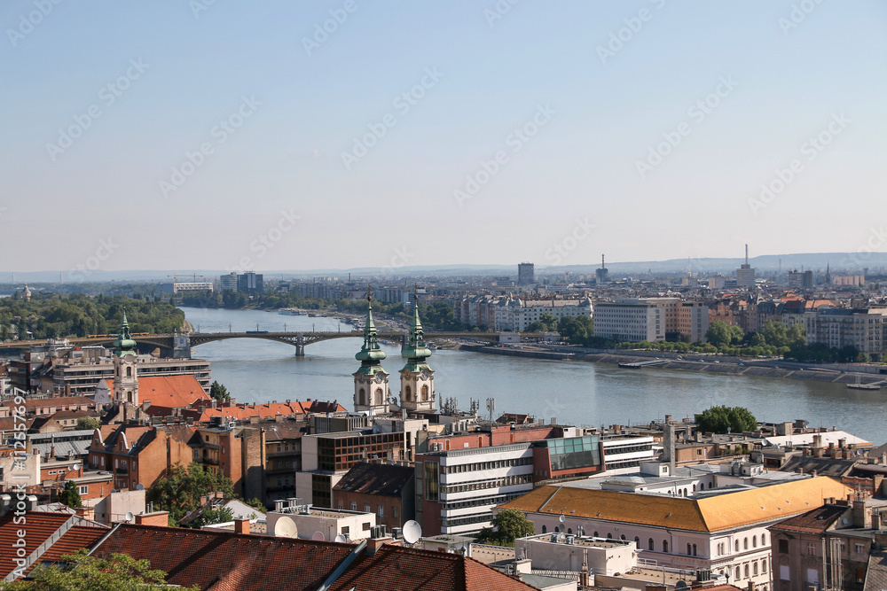 Panorama of Budapest with the Danube, Budapest, Hungary.